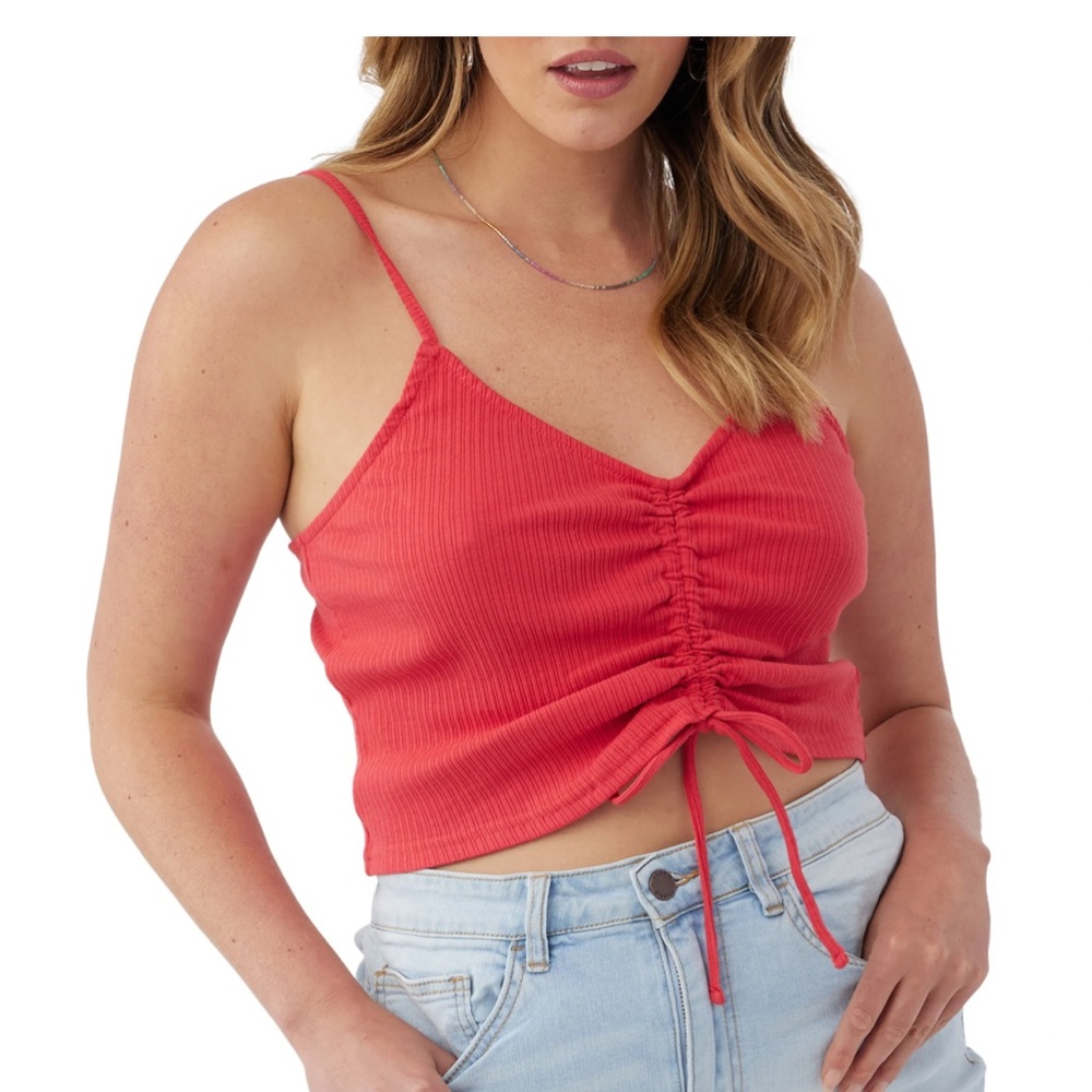 Red, tie-up crop top